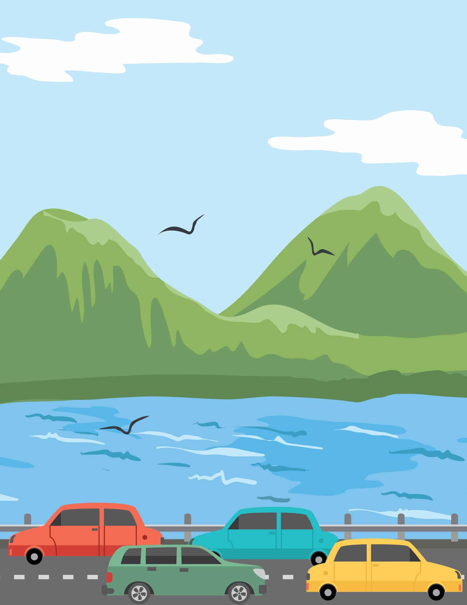 iStock-1427218057 (1) Ilustración de una carretera tranquila con un bonito paisaje