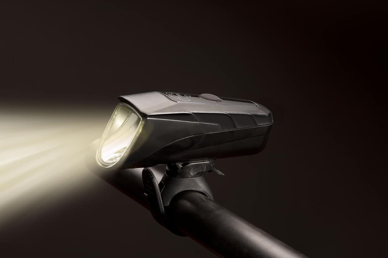 Front Bicycle Light Lighting Up Background